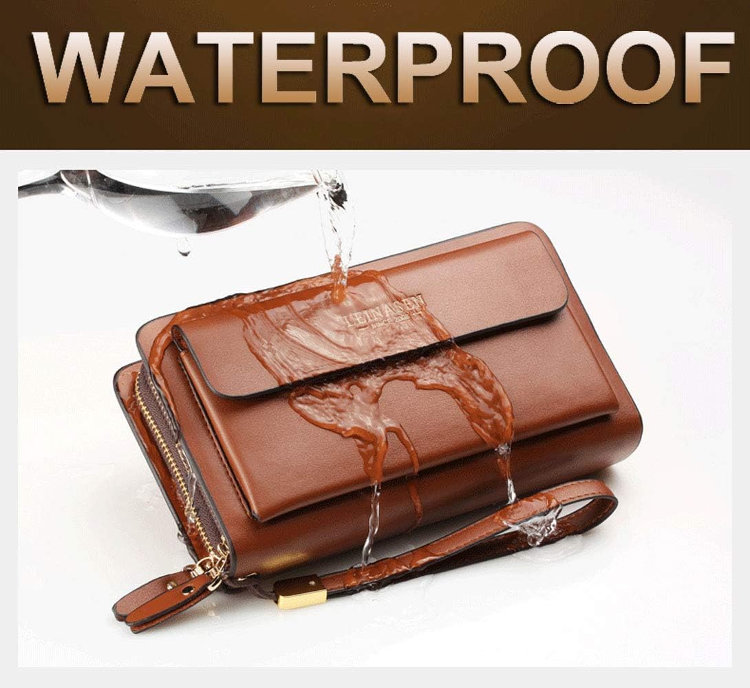 Mens Large Long Leather Clutch Hand Bag Wallet Purse Travel Passport Business Cell Phone Holster Credit Card Holder Wallets