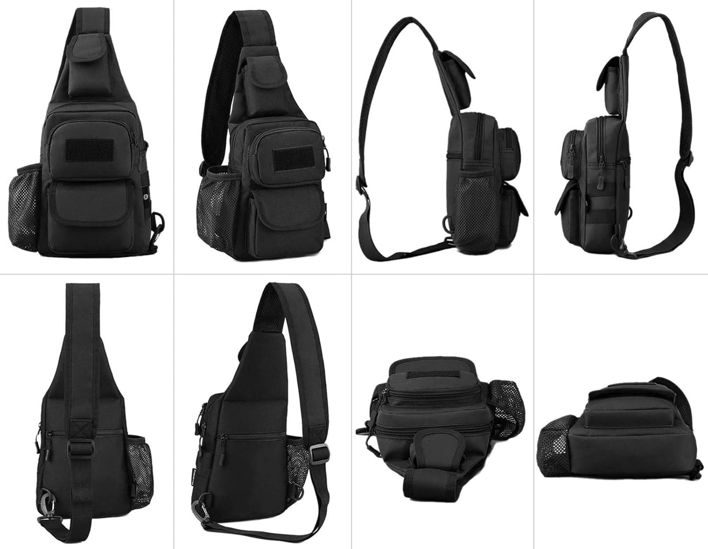 Sling Bag Crossbody Backpack for Men,Handiness Skiing Sling Bag, Lightweight Daypack for Hiking Travel (Black)