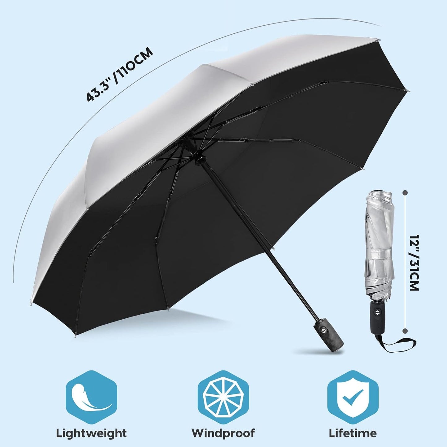 ZOMAKE UV Umbrella for Sun Protection UPF 50+,Travel Compact Sun Umbrellas UV Blocking Small Auto Open Portable for Walking