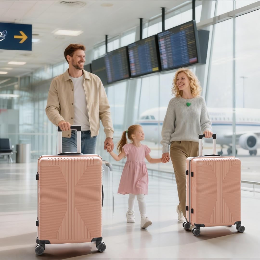 Karl home Luggage Sets 3 Piece, PP Hard Case Suitcase Set with Built-in Lock Spinner Wheels, Lightweight Durable Carry on Luggage for Business Travel - White (20"/24"/28")