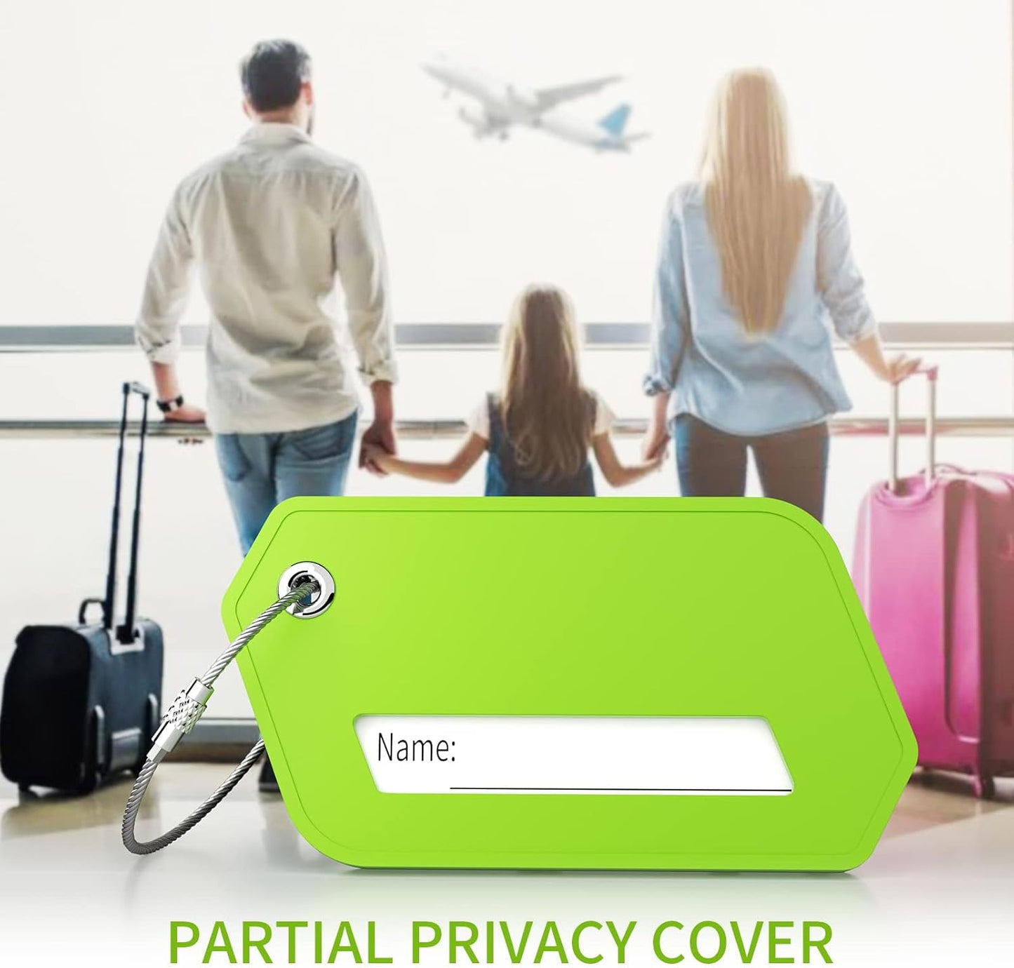 Silicone Luggage Tags for Suitcases, Luggage Tags 4 Pack with Name ID Card, Perfect to Quickly Spot Luggage Suitcase by Leevanoo (Green)