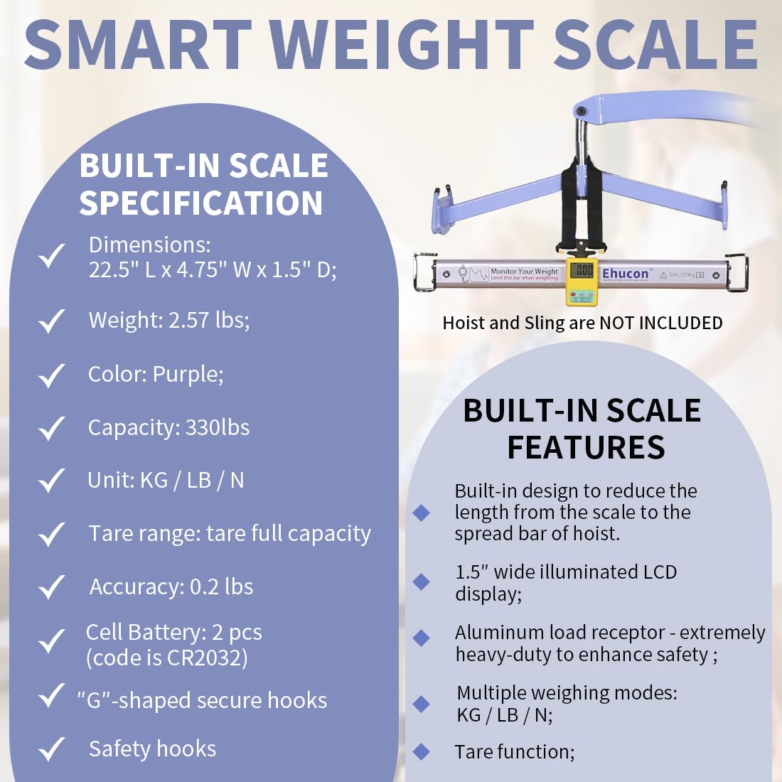Patient Lift Weight Scale,330LBS Capacity Universal Patient Lift Scale