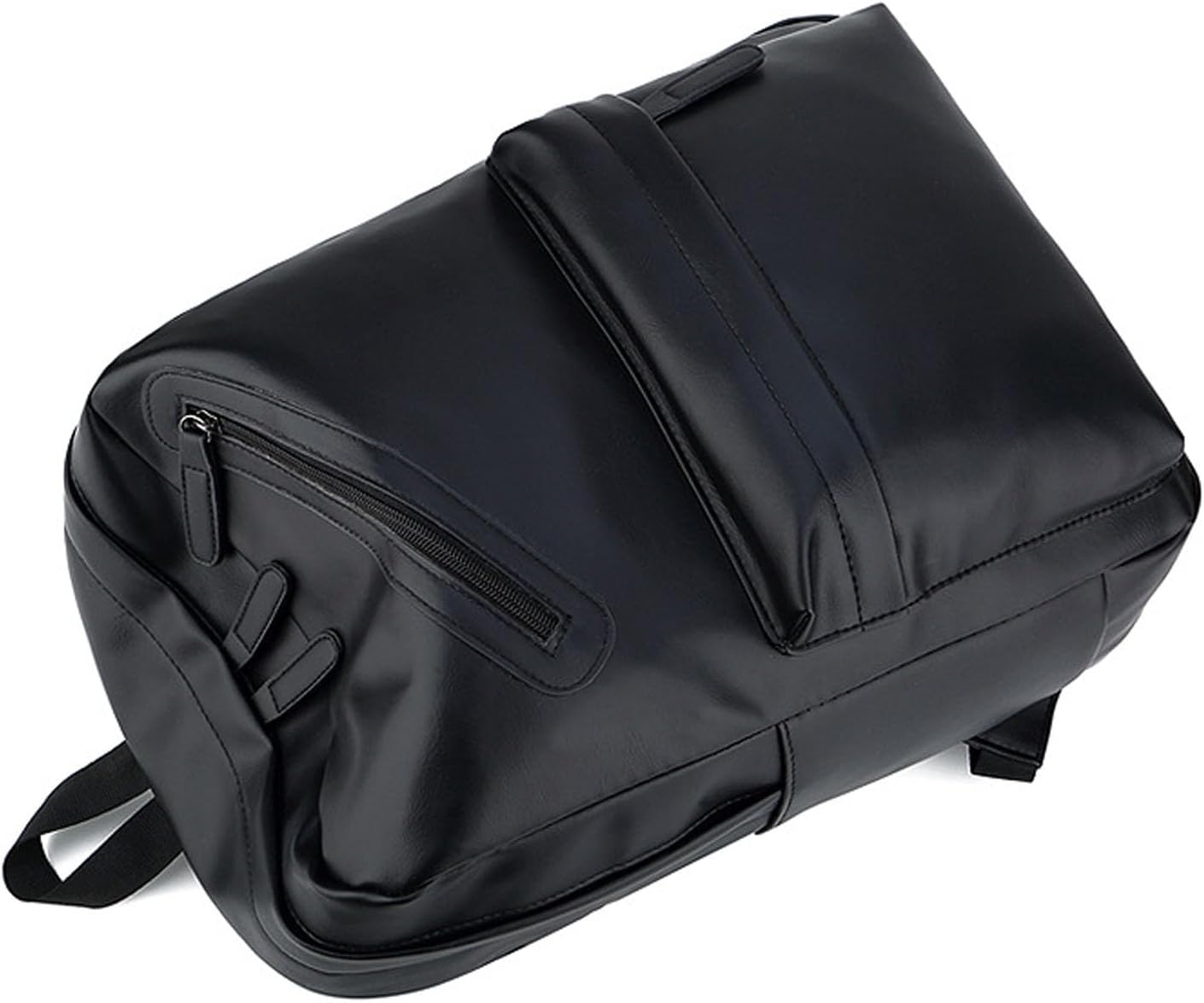Mens Leather 16.1 inch Laptop Bag Travel Casual Computer Backpack College Business Work Shoulder Bags Waterproof (Black)