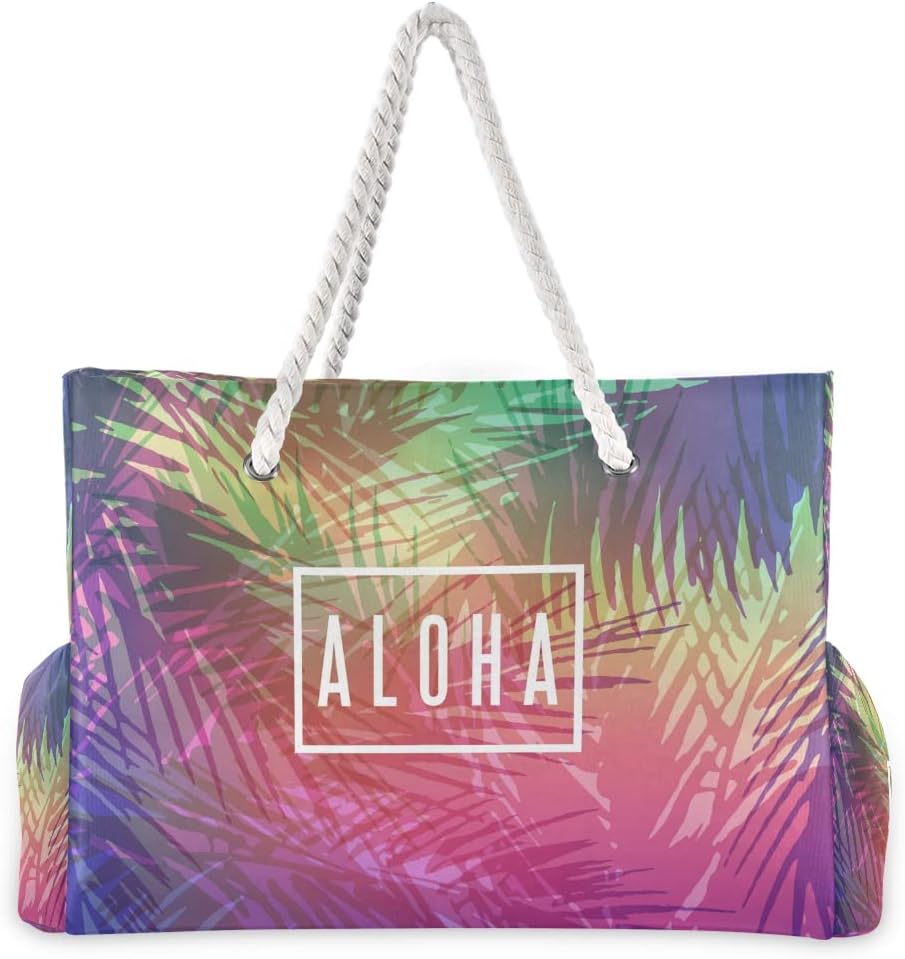 senya Large Beach Shoulder Bags Canvas Tote Water Resistant for Gym Travel Daily