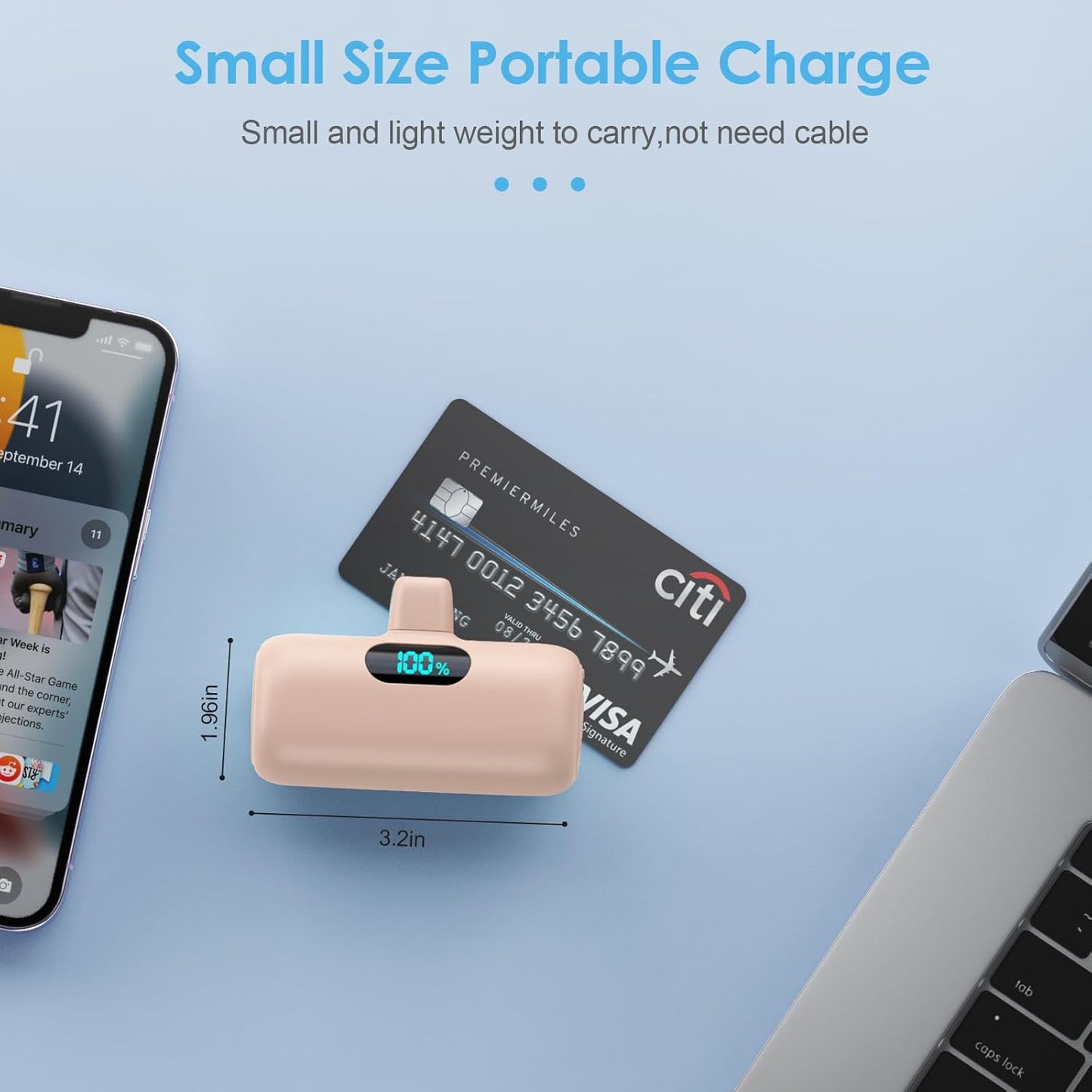 Mini Portable Charger USB C Power Bank,Upgraded 5000mAh PD Fast Charging Battery Pack Built-in USB-C Connector Travel Essential for iPhone17/17Pro/17Pro Max/Air/16 Plus/16Pro Max/15 Series,Android etc