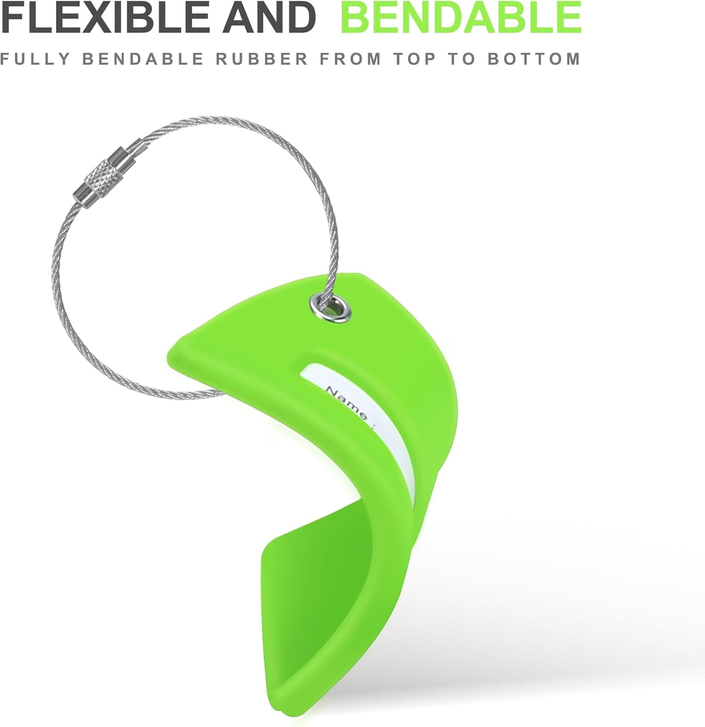 Gostwo 2 Pack Silicone Luggage Tags for Suitcases, 26 Initial Letter Baggage Labels Handbag School Bag Suitcase Instrument Tag with Stainless Steel Loop(Green)(Letter M)