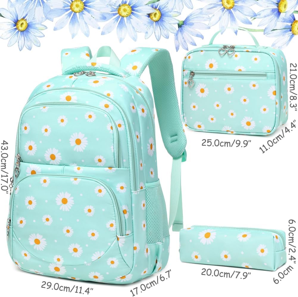 Meisohua Girls Backpack with Lunch Box 3 in 1 Set Kids Backpack for Girls Preschool Kindergarten Elementary School Backpack