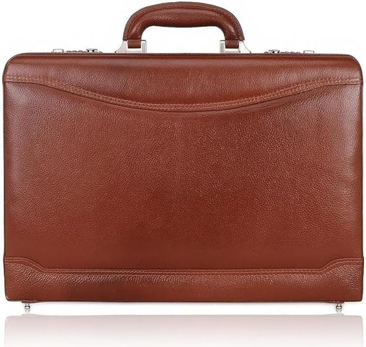 Full Grain Leather Briefcase Attache Case For Unisex Size L17xW3xH12 Inches Briefcase Bag