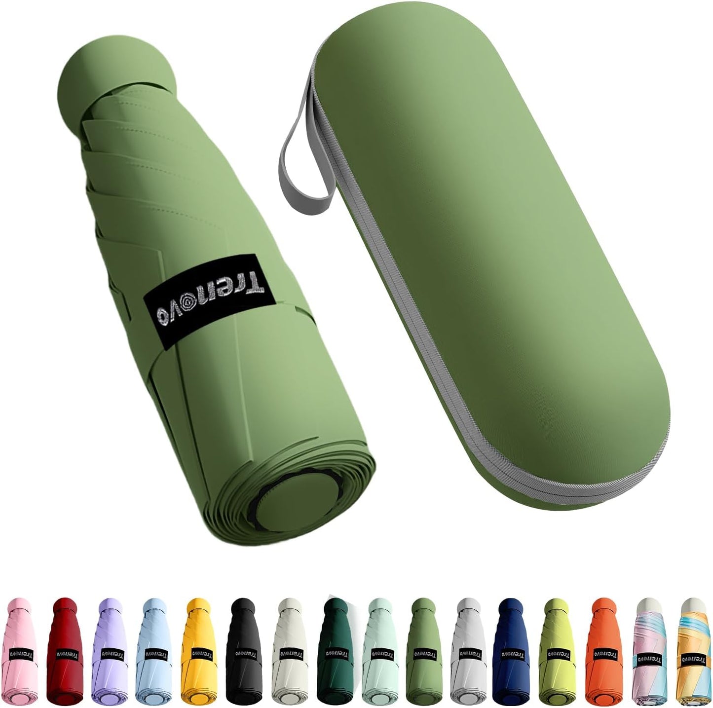 Travel Mini Folding Compact Umbrella with Case, 8 Ribs Lightweight Portable, Small Sun & Rain Pocket Umbrella for Girls and Women