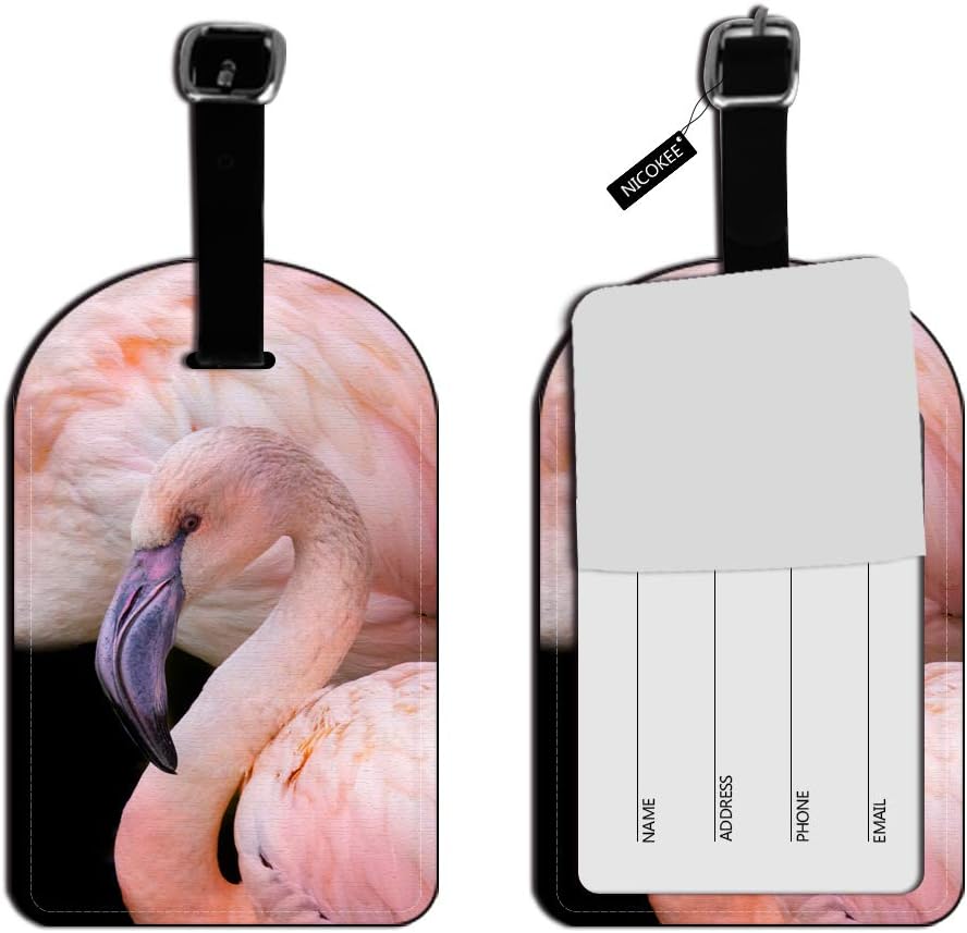 Proud Pink Flamingo Suitcase Bag ID Luggage Tag Set Bag Carry-On ID Luggage Tag Leather Travel Bag Labels