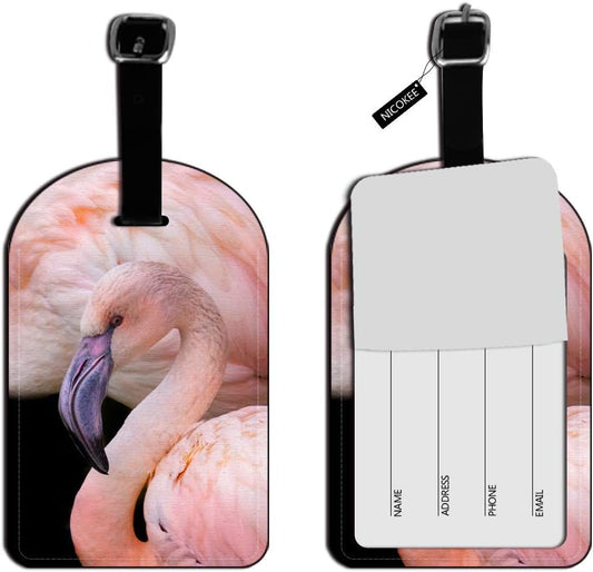 Proud Pink Flamingo Suitcase Bag ID Luggage Tag Set Bag Carry-On ID Luggage Tag Leather Travel Bag Labels