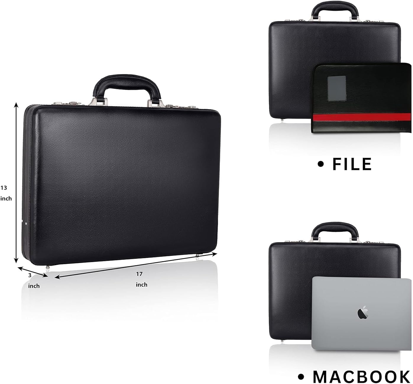 Full Grain Leather Briefcase Attache Case For Unisex Size L17xW3xH12 Inches Briefcase Bag