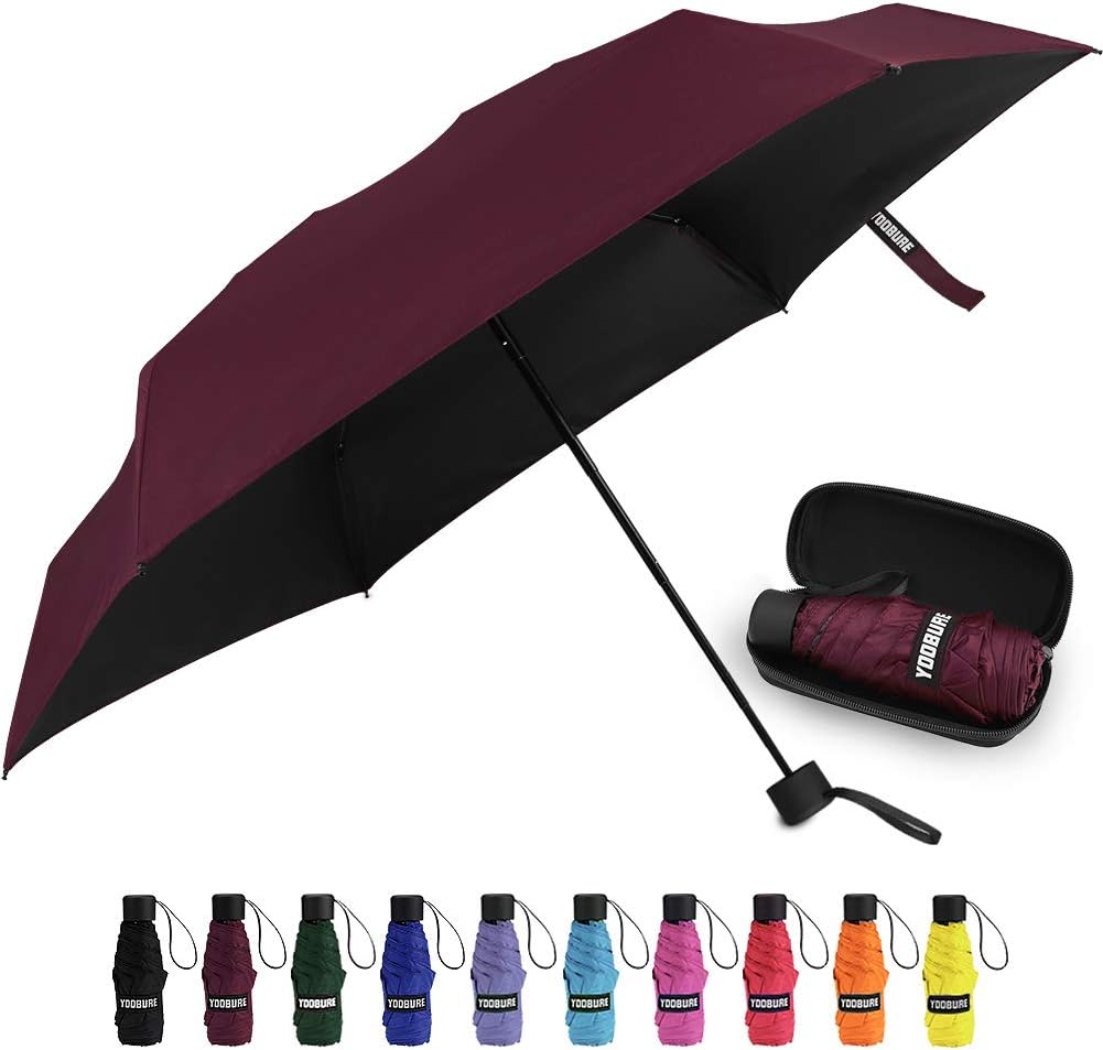 Yoobure Small Mini Umbrella with Case Light Compact Design Perfect for Travel Lightweight Portable Parasol Outdoor Sun&Rain Umbrellas