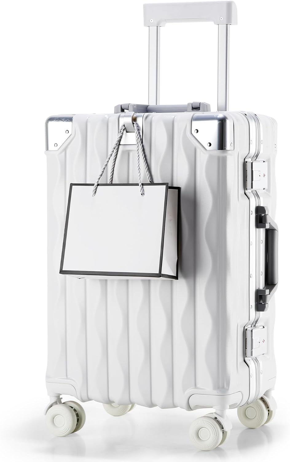 20 Inch Carry On Luggage with Spinner Wheels,Lightweight Travel Luggage Airline Approved for Men Women, White