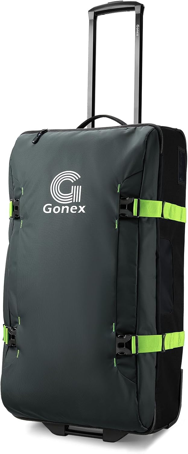 Gonex Rolling Duffle Bag with Wheels, Water-repellent 30 inch Nylon Large Wheeled Travel Duffel Luggage with TSA Lock & Telescopic Handle 100L, Green