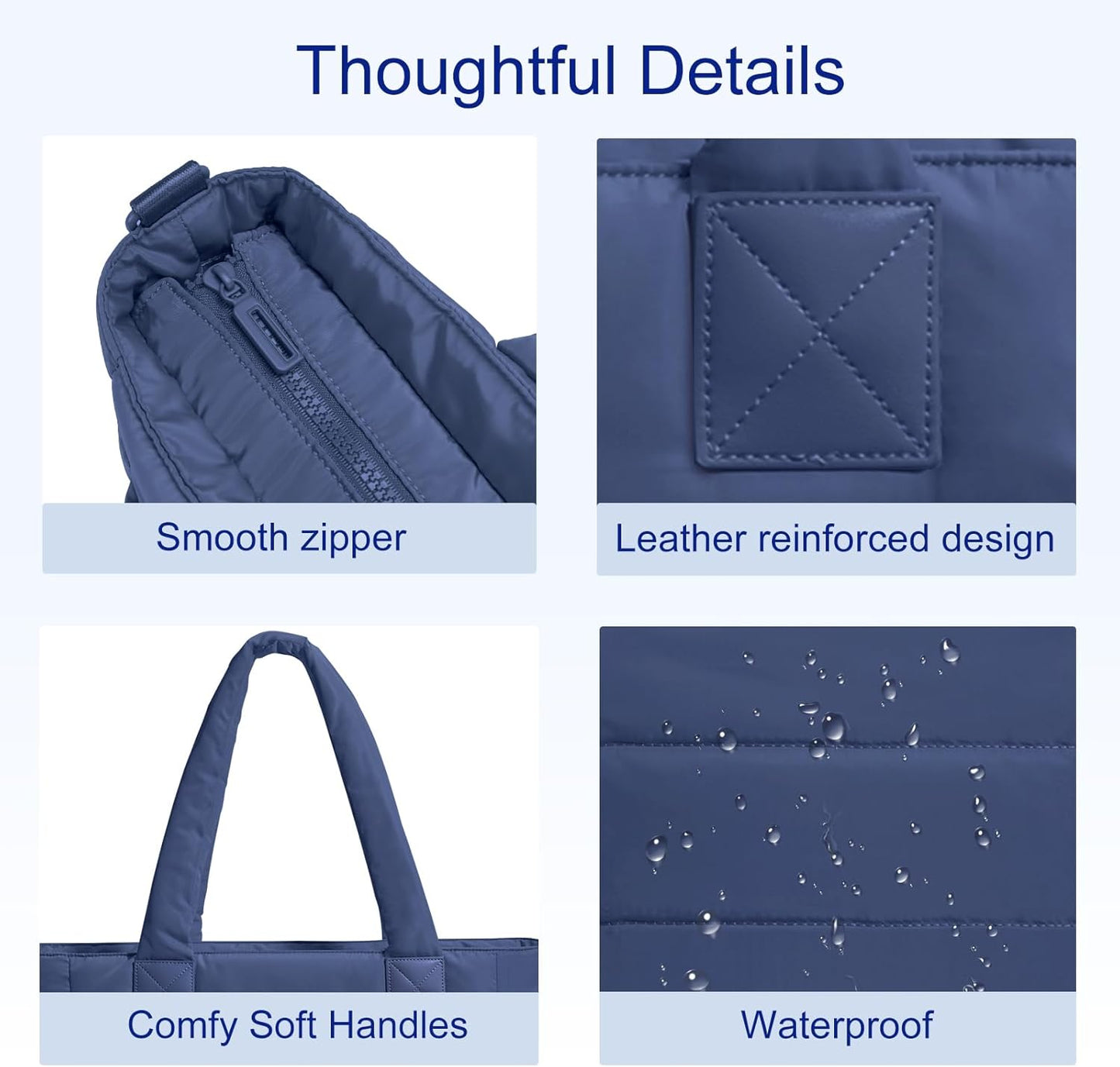 Tote Bag for Women Puffer Tote Bag Large Nurse Bags Shoulder Handbag with Zipper for Work Travel