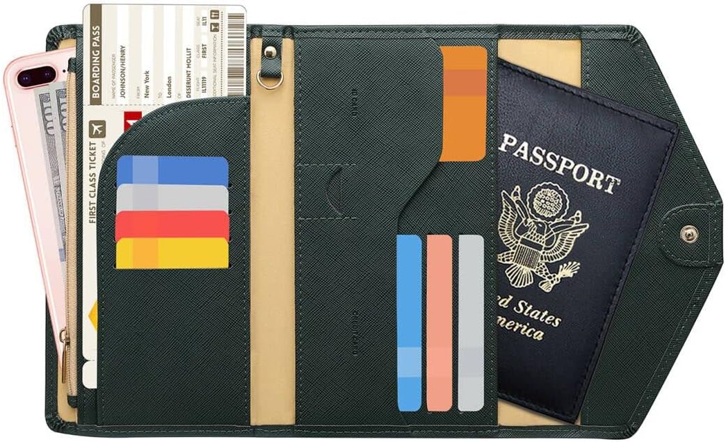 ZOPPEN Mulit-purpose Rfid Blocking Passport Holder Travel Wallet (Ver.4) Passport and Vaccine Card Holder ComboTri-fold Document Organizer Travel Essentials