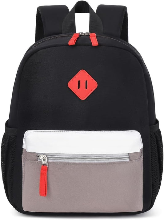 Preschool Backpack Kindergarten Toddler School Backpacks 2-4 Years for Boys and Girls with Chest Buckle (Black Grey, Small-12 H(not Fit Folder))