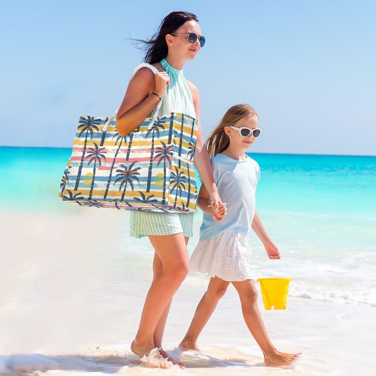senya Large Beach Bags Totes Swim Canvas Tote Shoulder Bag Water Resistant Bags for Gym Travel Daily