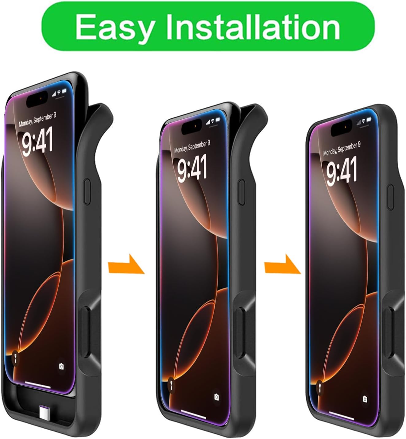 Battery Case for iPhone 16 Pro Max,12000mAh Rechargeable Portable Charging Case with Wireless Charging Compatible for iPhone 16 Pro Max (6.9 inch) with Carplay Extend Battery Pack Charger Case (Black)