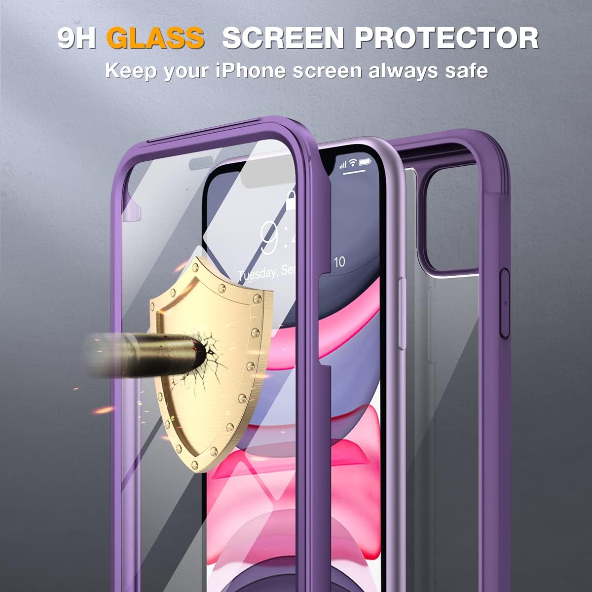 Miracase Glass Series for iPhone 11 Case 6.1 inch, Upgraded Full-Body Rugged Phone Bumper Case