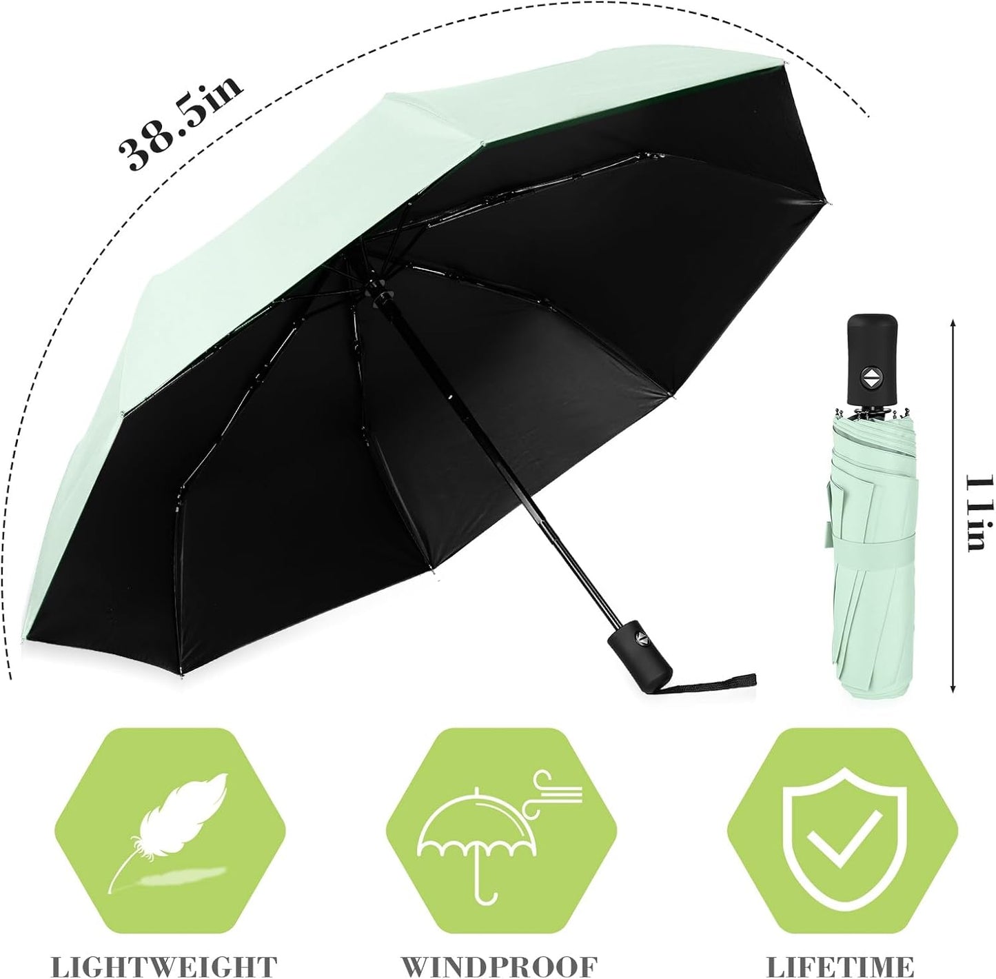 Jexine 6 Pcs Travel Compact Umbrella Automatic Open Close Windproof Small Light Backpack Purse Car Portable Collapsible Umbrella for Rain, Men Women