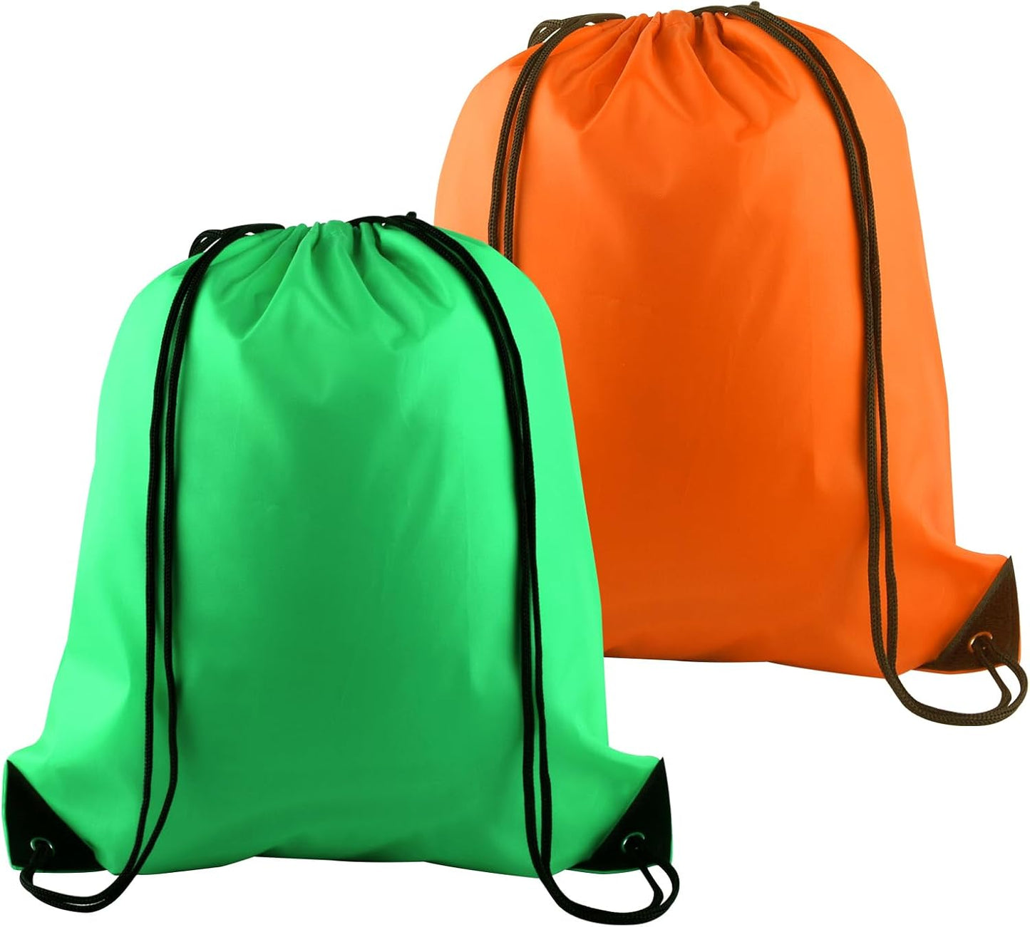 PLULON 2Pcs Drawstring Bags Bulk Drawstring Backpack Green Orange String Backpack Cinch Sack Sport