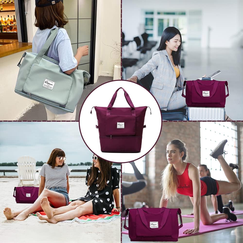 Large Capacity Foldable Travel Bag Expandable Portable Carry on Bag Dry&Wet Separation Sports