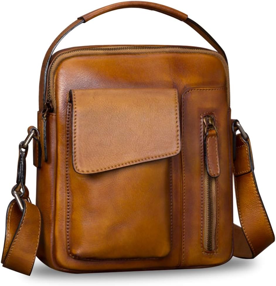 Genuine Leather Purses and Shoulder Bag for Men Vintage Real Leather Messenger Bag Handbag Crossbody Satchel Purse Strap