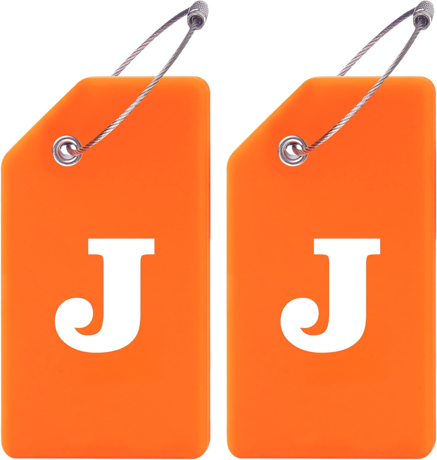 Gostwo 2 Pack Silicone Luggage Tags for Suitcases, 26 Initial Letter Baggage Labels Handbag School