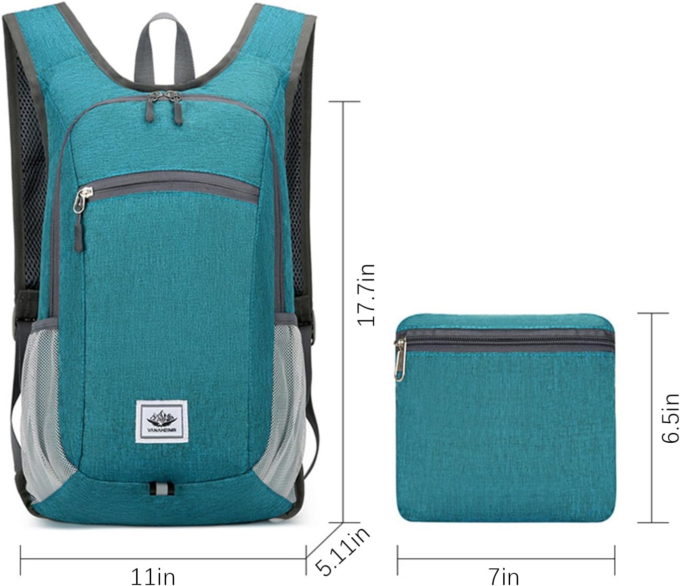DOJUNS Hiking Backpack 15L Small Travel Backpack Lightweight Foldable Daypack Packable Camping Backpacks for Women Men (Dark Grey)
