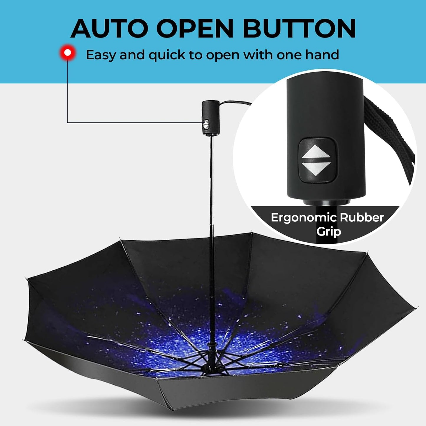 LLanxiry Compact Travel Umbrella, Mini Windproof Umbrellas for Rain & Sun, Small Lightweight Outdoor UV Umbrella, Portable Folding Umbrellas for Travel