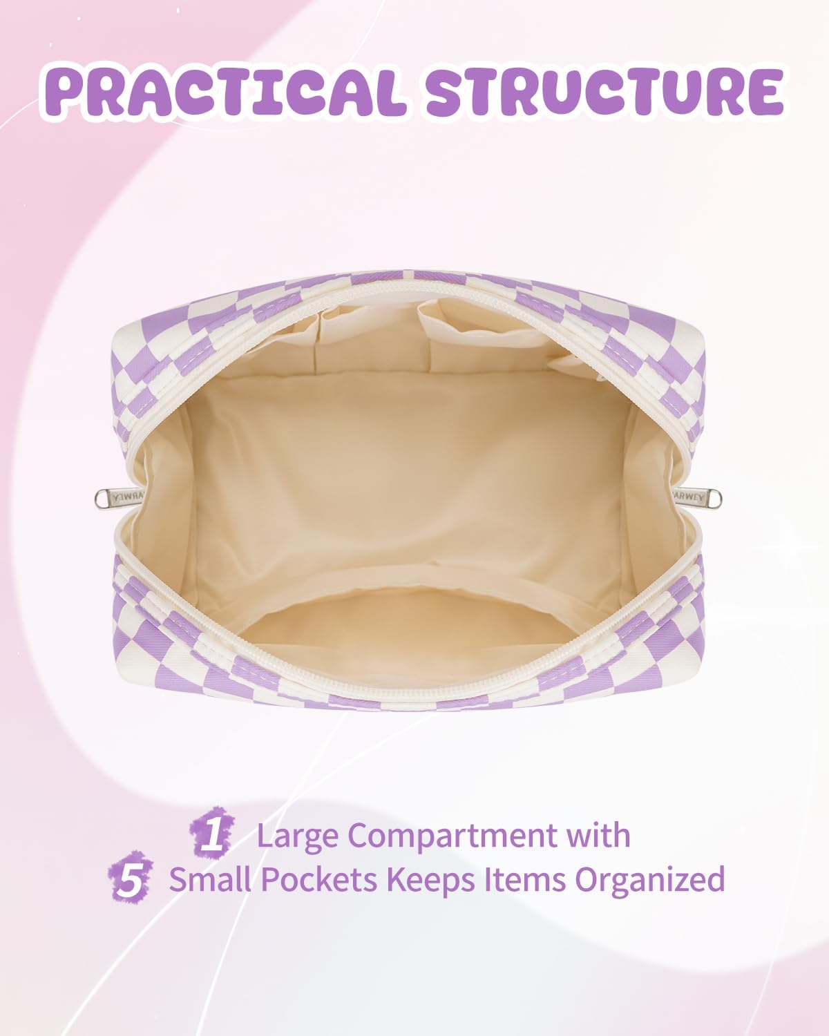 Narwey Birthday Gifts for Women Teen Girls Kids Personalized Initial Makeup Bag Monogram Preppy