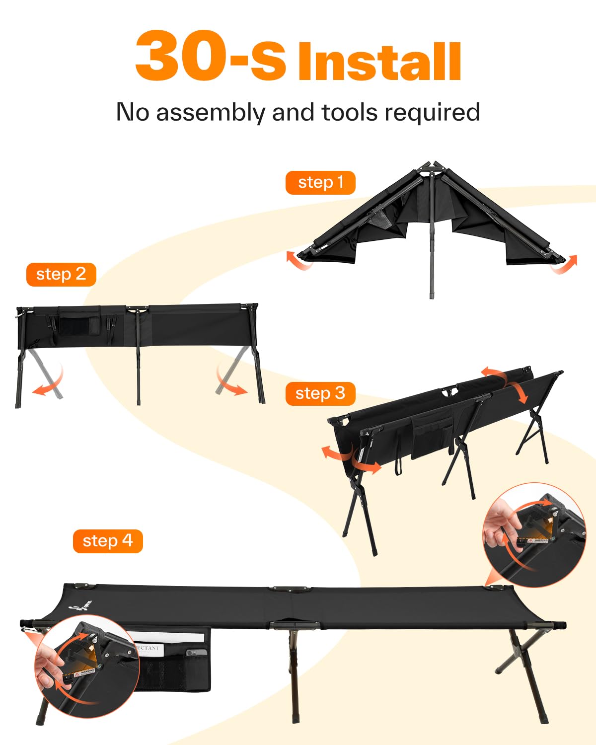 Sportneer Camping Cot: 78.3"x28.7"x14.6" Comfort Cot Bed for Camping Traveling Guest Bed, Sleeping