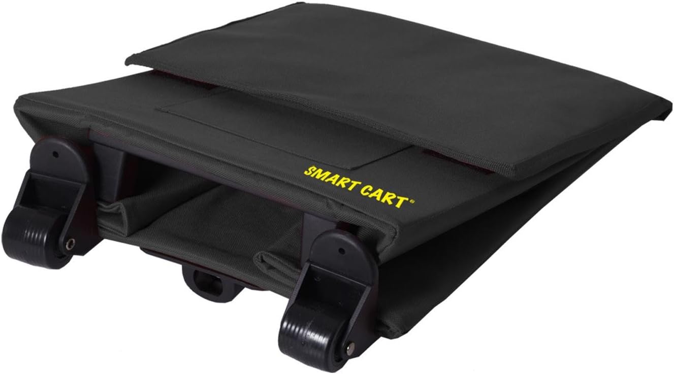 dbest products Smart Cart, BLACK Collapsible Rolling Utility Cart Basket Grocery Shopping Teacher Hobby Craft Art
