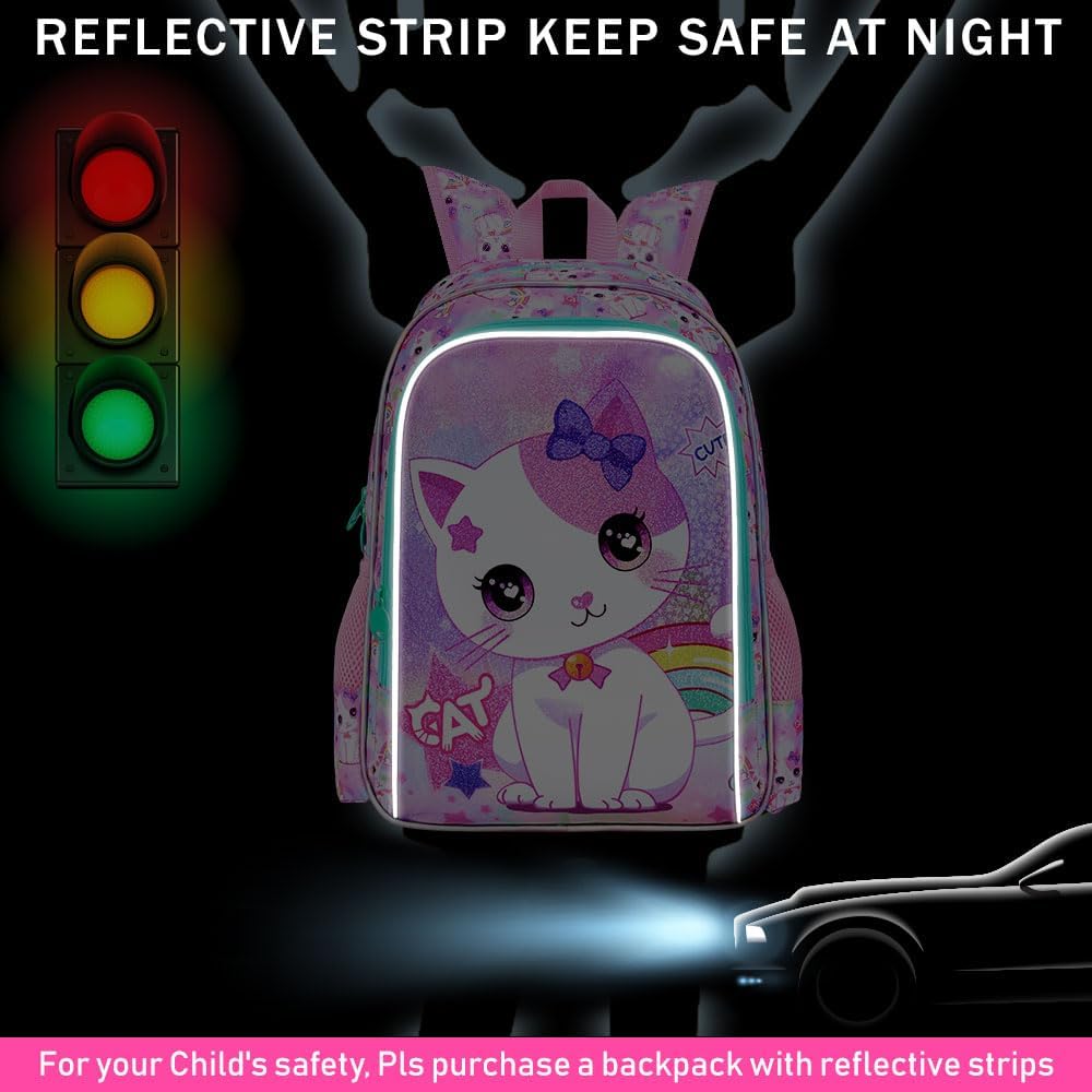 3PCS Kids Backpacks for Girls, 16" Little Kid Preschool School Bookbag and Lunch Box - Unicorn/Mermaid/Flamingo