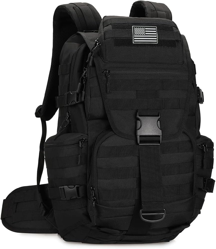 50L Military Tactical Backpack 3 Day Assault Pack Molle Daypack Hiking Backpack for Men and Women (Black)