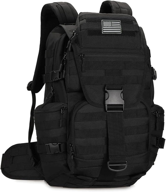 50L Military Tactical Backpack 3 Day Assault Pack Molle Daypack Hiking Backpack for Men and Women (Black)
