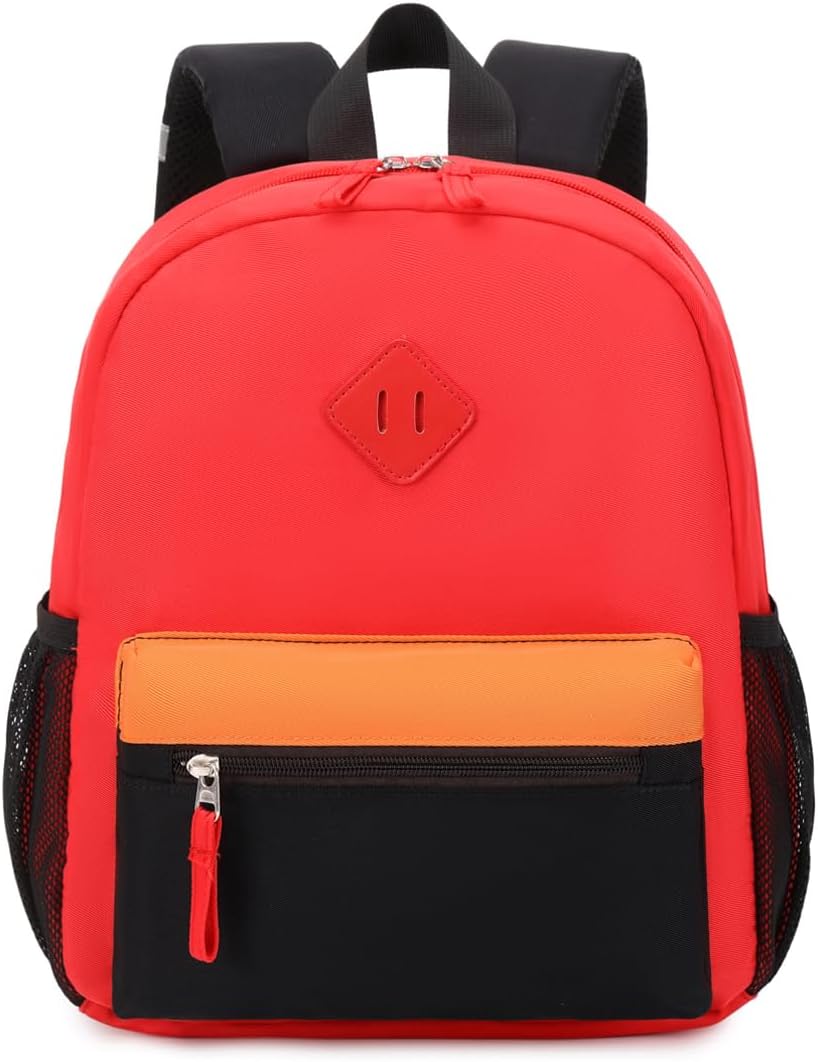 Toddler Backpack,12inch Preschool Backpack for Kids Boys and Girls 2-4 Kindergarten Preschool Bookbag with Chest Buckle (Red Black, Small)