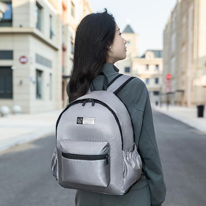Lightweight Packable Backpack 15L Foldable Hiking Backpacks Men &Women Daypack for Travel (Grey)