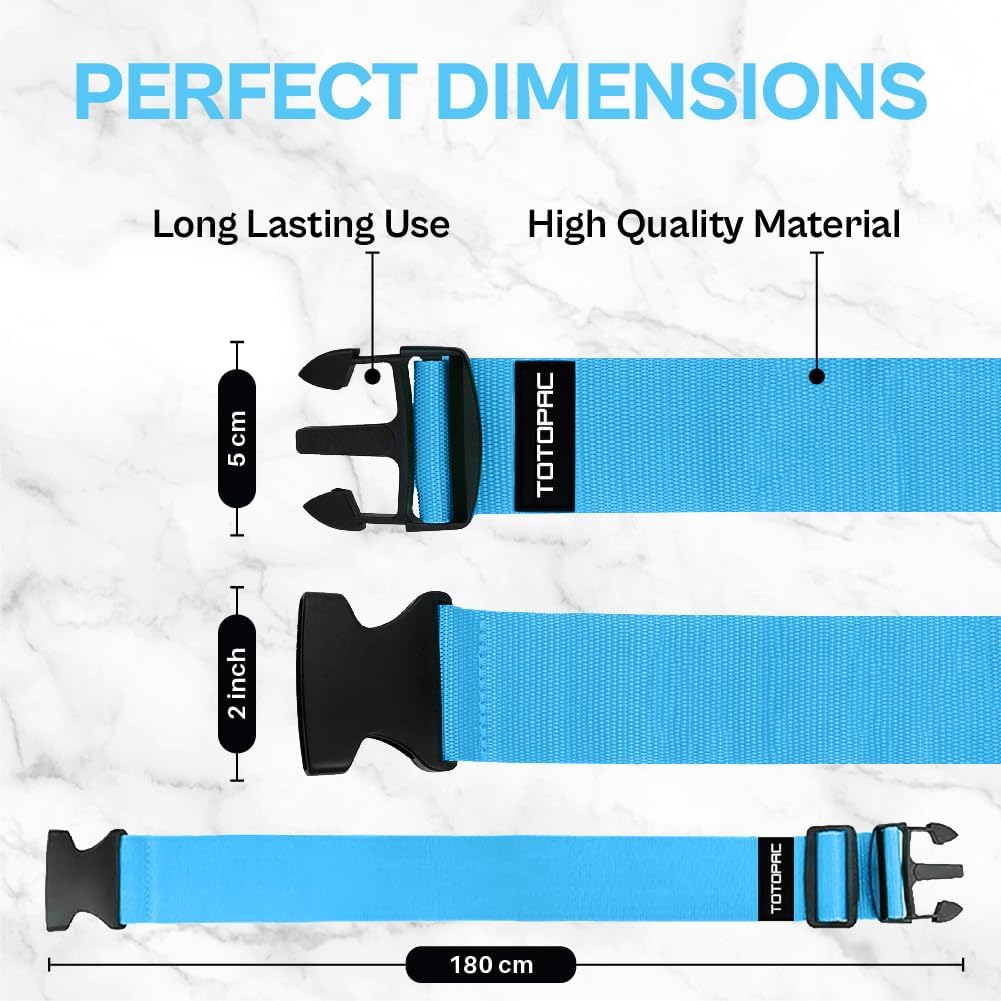 4 Pack Luggage Straps, Adjustable Suitcase Belts 72" x 2" with Quick Release Buckle, Durable Travel Accessories for Secure Luggage and Easy Identification (Blue)