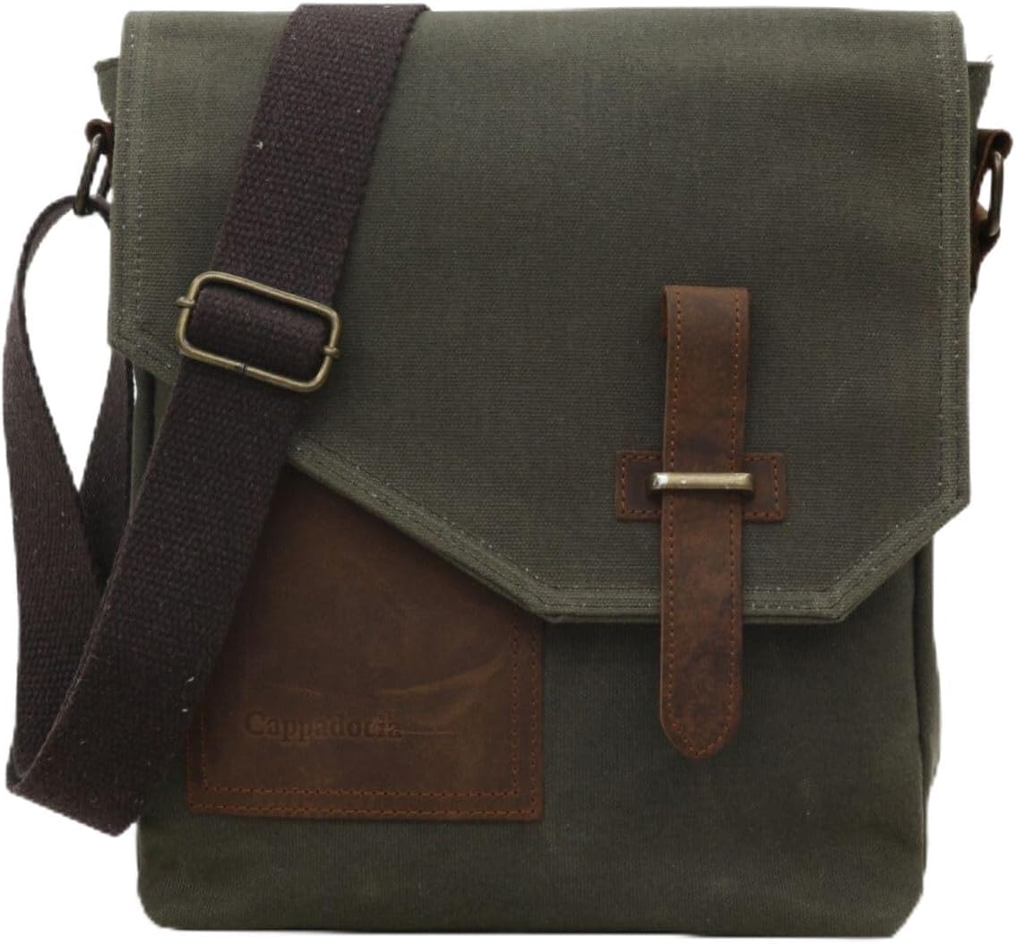 Waxed Canvas Shoulder Bag – Waterproof Leather Detailed Messenger Bag