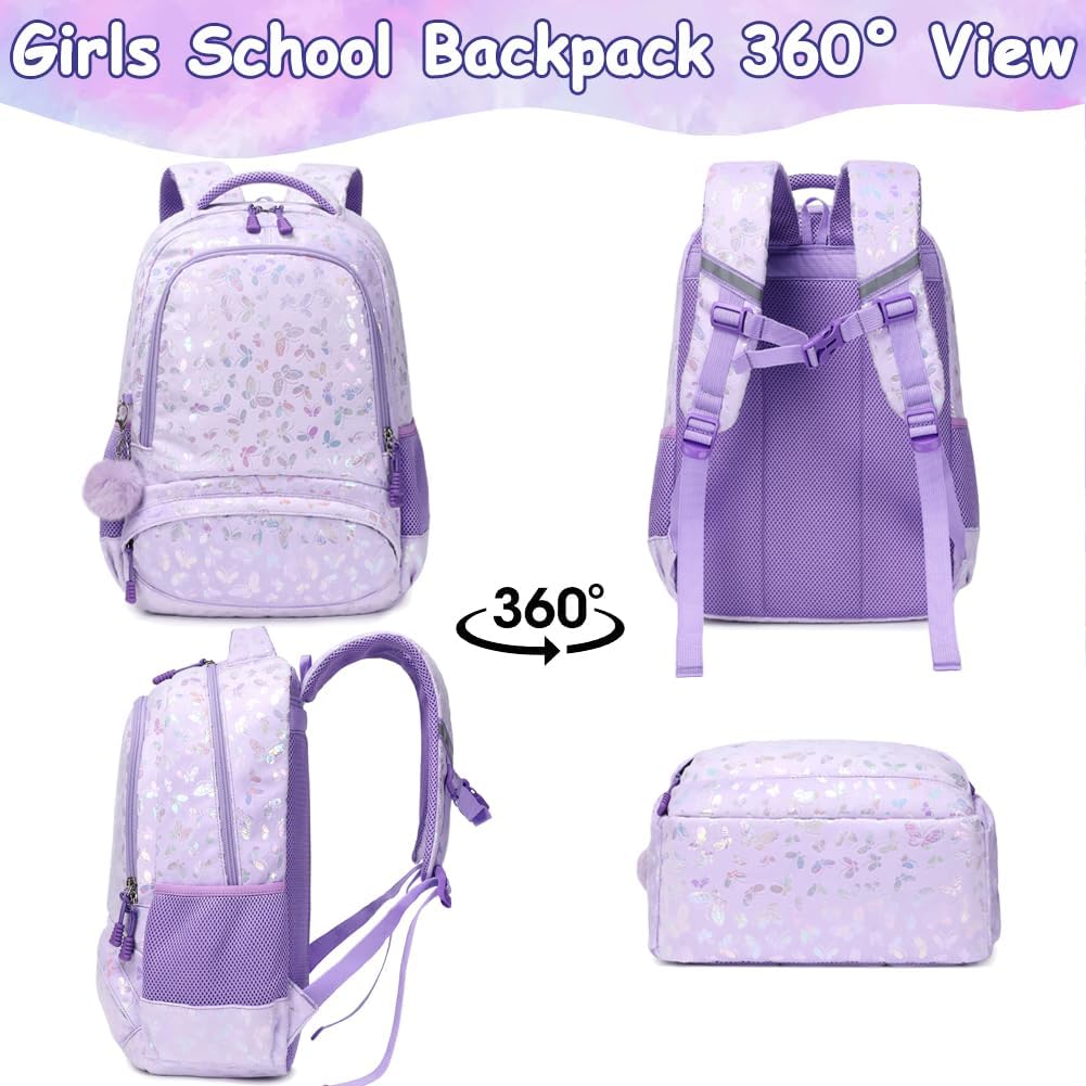 Meisohua Girls Backpack with Lunch Box 3 in 1 Set Kids Backpack for Girls Preschool Kindergarten Elementary School Backpack