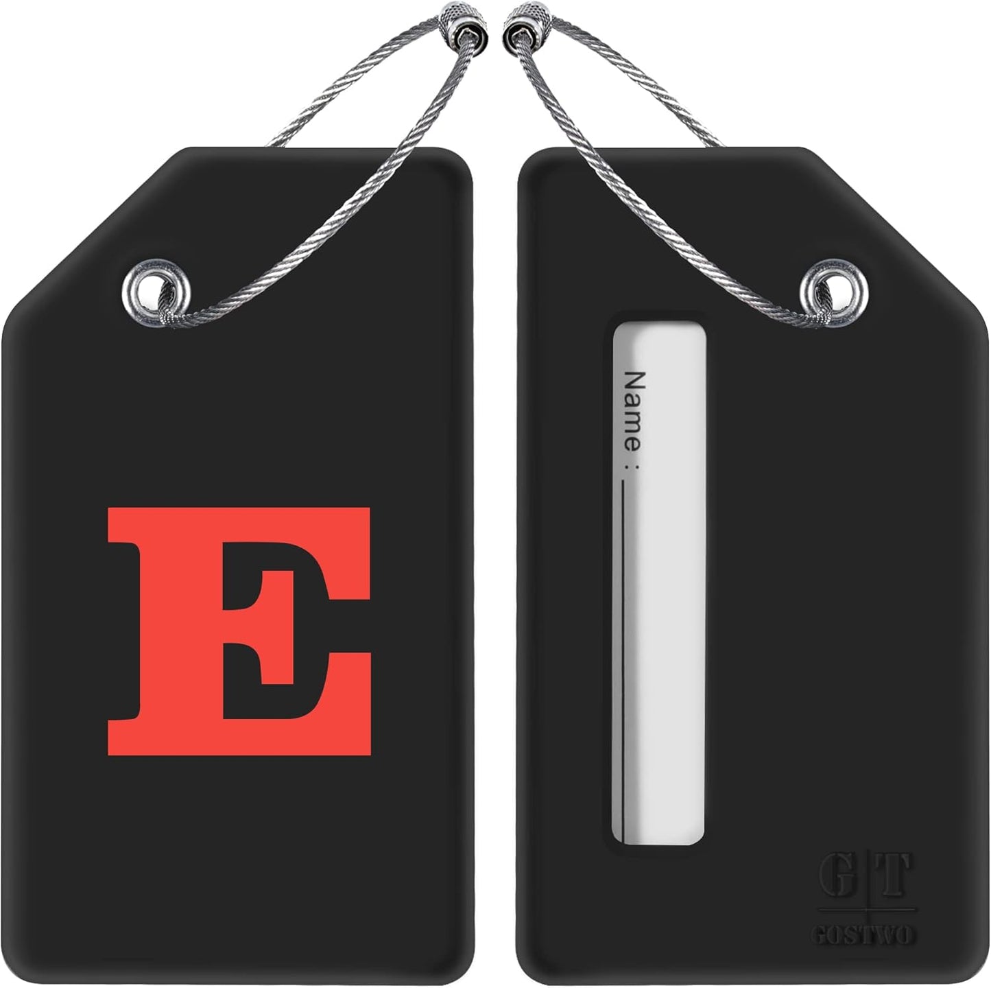 Gostwo 2 Pack Silicone Luggage Tags for Suitcases, 26 Initial Letter Baggage Labels Handbag School