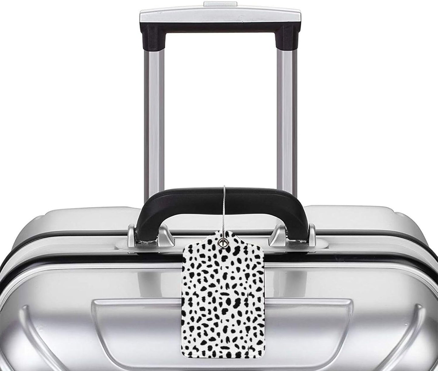 Polka Dot Luggage Tags Set of 2 Leather Stainless Steel Loop Label Tag for Travel Bag Suitcase