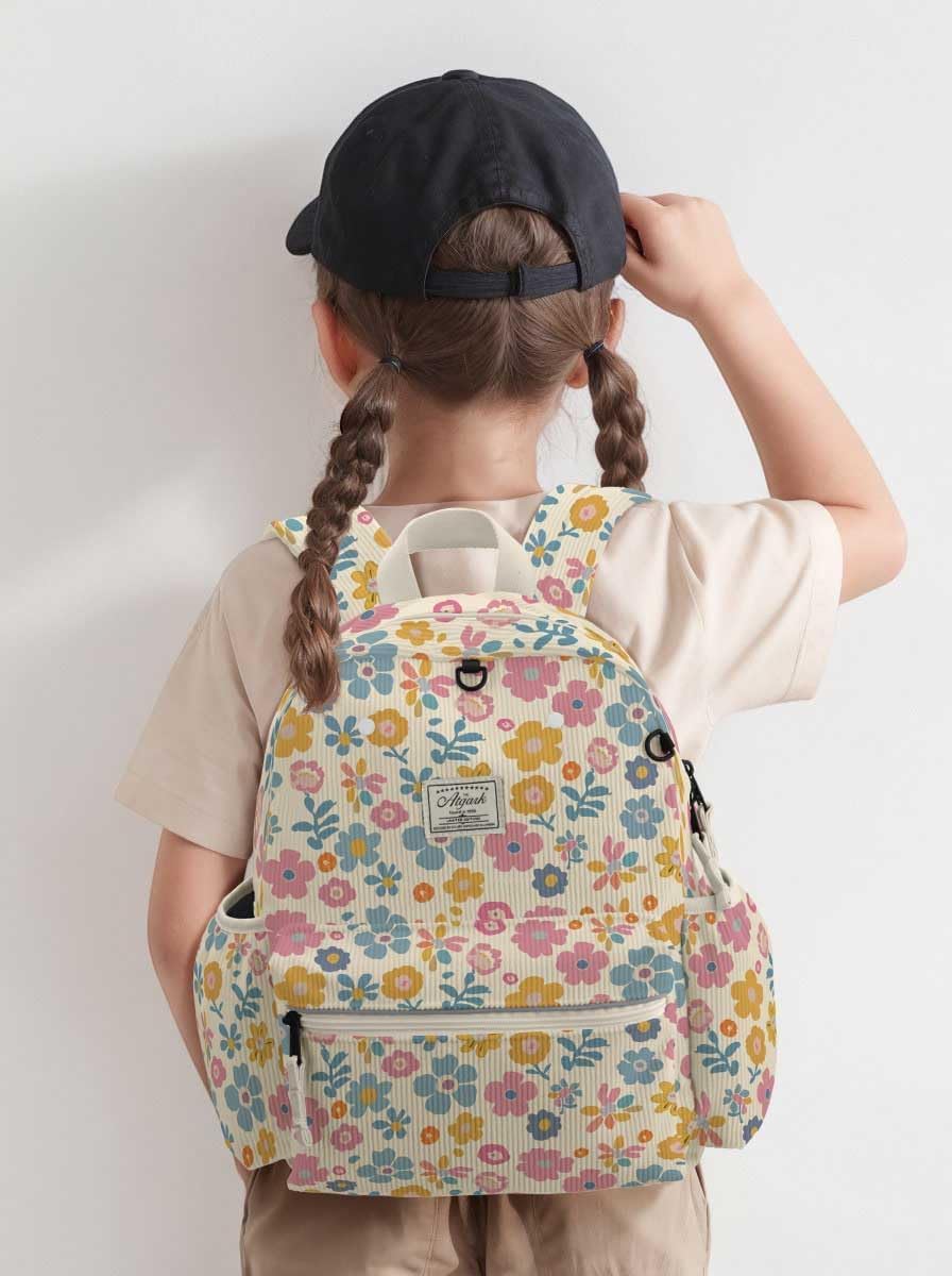 Corduroy Kids Backpack for Girls 6-10: Girls Backpacks for Elementary Kindergarten 15” H Fit Folder