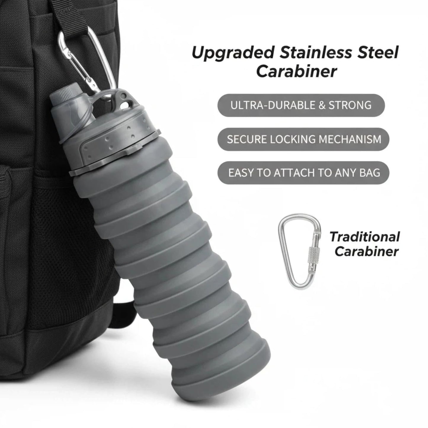 YCTMALL Collapsible Water Bottles Two Pack Travel Sports Portable Sport Water Bottle comes with