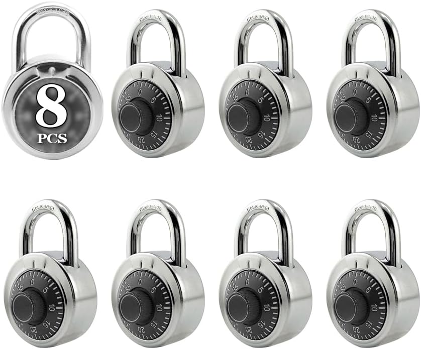 ZonRo Locks Combination Padlock, Fixed Dial Combination Padlock 8 Pack,3 Digit Code Standard Dial Combination, 2 in Wide. 3 in Height, Black Turntable, Lock for Gym & Locker, School, Toolbox
