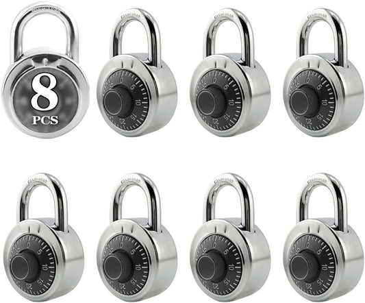 ZonRo Locks Combination Padlock, Fixed Dial Combination Padlock 8 Pack,3 Digit Code Standard Dial Combination, 2 in Wide. 3 in Height, Black Turntable, Lock for Gym & Locker, School, Toolbox