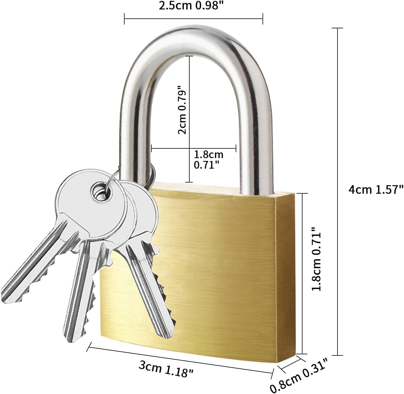 8pcs Solid Brass Padlock with Key, Small Pad Lock with Key, Padlocks with 24 Same Keys, Storage